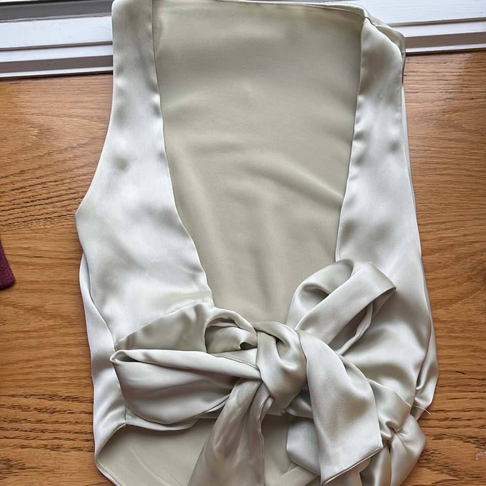 Small Light Green Tie Open Back Zara Top
